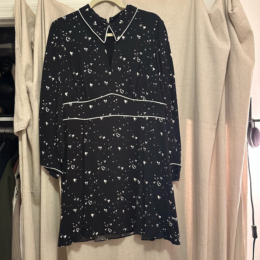 NWOT Parker - Black & White Heart Printed Fit & Flare Dress